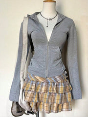 INAWLY Women's Zipper Hoodie, Plain Color, Simple & Fashionable, Long Sleeve Graduation,Back To School Outfits,Graduation,Teacher Outfits For Women,Back To School Pullover Fall Outfit