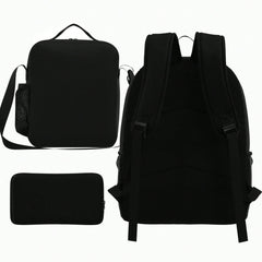 1 Set 3D Pink And Black Butterflies Backpack, Lunch Bag &Amp; Pencil Case Combo - Casual Large Capacity, Adjustable Shoulder Strap, Zipper Closure, Unisex Travel &Amp; Bag For Office &Amp; Daily Use, Office Backpack | Butterfly Print Bag | Adjus