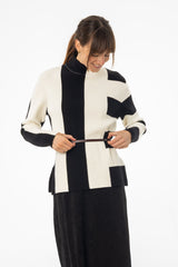 Black & White Knit Turtleneck Sweater