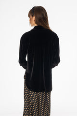 Black Oversized Velour Blouse