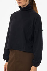 Black Ribbed Turtleneck Sweatshirt