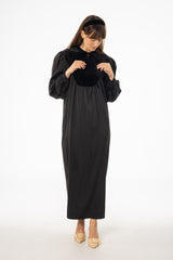 Black Velour Yoke Maxi Dress