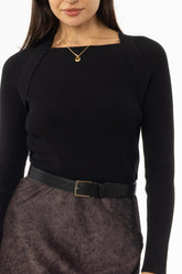 Black Faux Shrug Knit Top