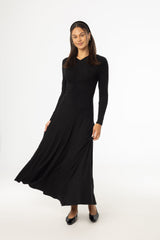 Black Front Ruched Maxi Dress