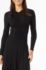 Black Front Ruched Maxi Dress