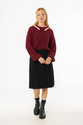 Black Half Pleat Cargo Denim Skirt