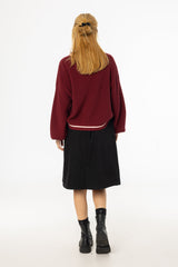 Black Half Pleat Cargo Denim Skirt