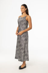 Black Houndstooth Printed Slip Dress