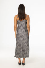 Black Houndstooth Printed Slip Dress