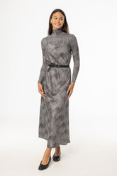 Black Houndstooth Printed Slip Dress