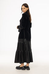 Black Layered Faux Leather Skirt