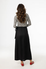 Black Linen Wrap Skirt