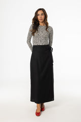 Black Linen Wrap Skirt
