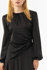 Black Side Draped Dress