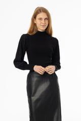 Black Sparkle Balloon Sleeve Sweater