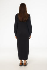 Black Turtleneck Cable Knit Maxi Dress
