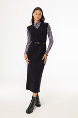 Black V Neck Knit Maxi Dress