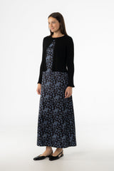 Blue Floral Printed A-Line Slip Jumper