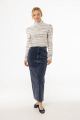 Blue Wash Corduroy Skirt