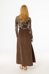 Brown Cargo Corduroy Maxi Skirt