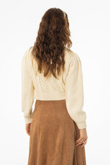 Cream Cropped Crochet Cardigan