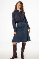 Navy Pinstripe Blouse