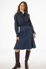 Navy Pinstripe Blouse