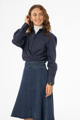 Navy Pinstripe Blouse