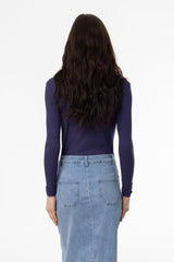 Navy Ribbed Polo T-Shirt