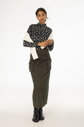 Olive Pocket Cargo Skirt