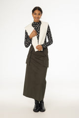 Olive Pocket Cargo Skirt
