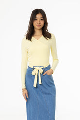 Pale Yellow Solid Wrap T-Shirt