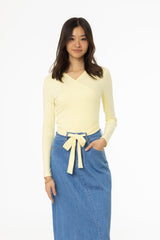 Pale Yellow Solid Wrap T-Shirt