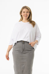 White Oversized Dolman 3/4 Sleeve T-Shirt