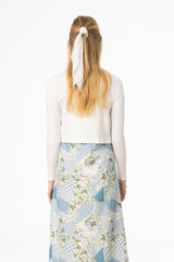 White Ribbed Cardigan