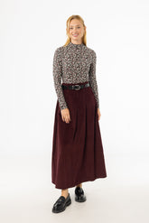 Burgundy Cargo Corduroy Maxi Skirt