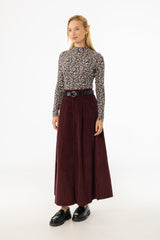 Burgundy Cargo Corduroy Maxi Skirt