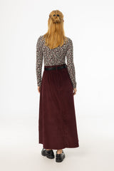 Burgundy Cargo Corduroy Maxi Skirt