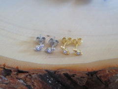 Silver milgrain stud earrings | Tiny stud earrings | Dainty stud earrings | Delicate stud earrings | Second hole | Minimalist earrings