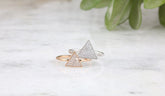14kt Rose Gold / 14kt White Gold and Diamond ring | Diamond triangle ring | Pave triangle ring | Rose Gold and diamond ring | Modern dainty