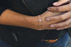 Sterling Silver Moon & Star bracelet | Unique and dainty bracelet | Open wide bracelet | Every day bracelet | Rose gold bracelet