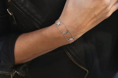 Sterling Silver Moon & Star bracelet | Unique and dainty bracelet | Open wide bracelet | Every day bracelet | Rose gold bracelet