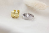 Sterling Silver / Gold plated thick matte huggies | tiny hoops | thick huggies | plain matte huggies | Unique huggies
