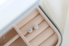Sterling Silver Cubic Zirconia halo studs | simple studs with a halo | Silver studs | Hypoallergenic stud | small studs | second hole