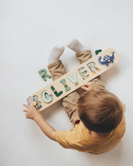 Personalized Baby Gift, 1st Birthday Gift, Jungle Baby Shower, Safari Animals Name Puzzle for Toddler Girl, Montessori Toys, Wooden Toys