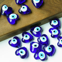 PERIMADE Turkish Evil Eye Necklace Charm • Blue Glass Evil Eye Bracelet Charm • Dainty Cute Heart Phone Pendant • Handbag Purse Accessories
