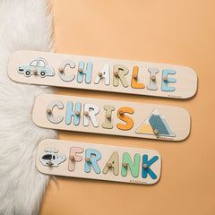 Personalized Name Puzzle With Pegs, Wood Montessori Toys, Baby Boy Gift, Baby Girl Gift, Custom Gift for Kids, Nursery Decor, Birthday Baby