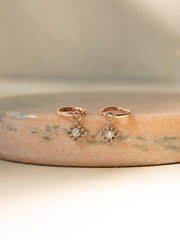 Silver / Rose Gold / Yellow Gold removable charm huggie earring | filigree huggies | vintage inspired jewelry huggies | two toned huggies |