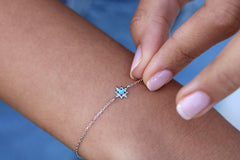 Dainty opal starburst bracelet - thin stackable bracelets - tiny opal bracelet - delicate opal star bracelet - gifts for her - october gift