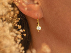 Sterling Silver cubic zirconia euro wire earrings - Lever back earrings - bridal earrings -Milgrain euro wire earrings - everyday earrings